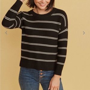 Marine Layer Nina Crewneck Sweater in Black/Oatmeal Heather - Medium